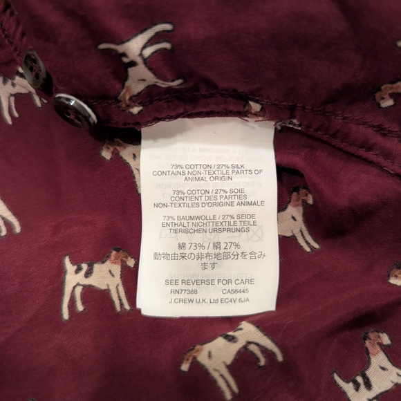 J. Crew Women's Burgundy Terrier Print Popover Shirt - Picture 5 of 5